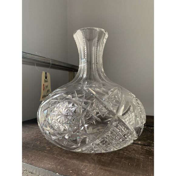 Crystal Carafe Vintage Vase Diamond Zipper Cut Decanter Clear - Picture 9 of 11